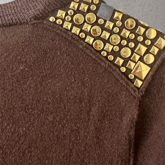 Michael Kors Brown Knit Top with Gold Studs - Picture 5 of 5